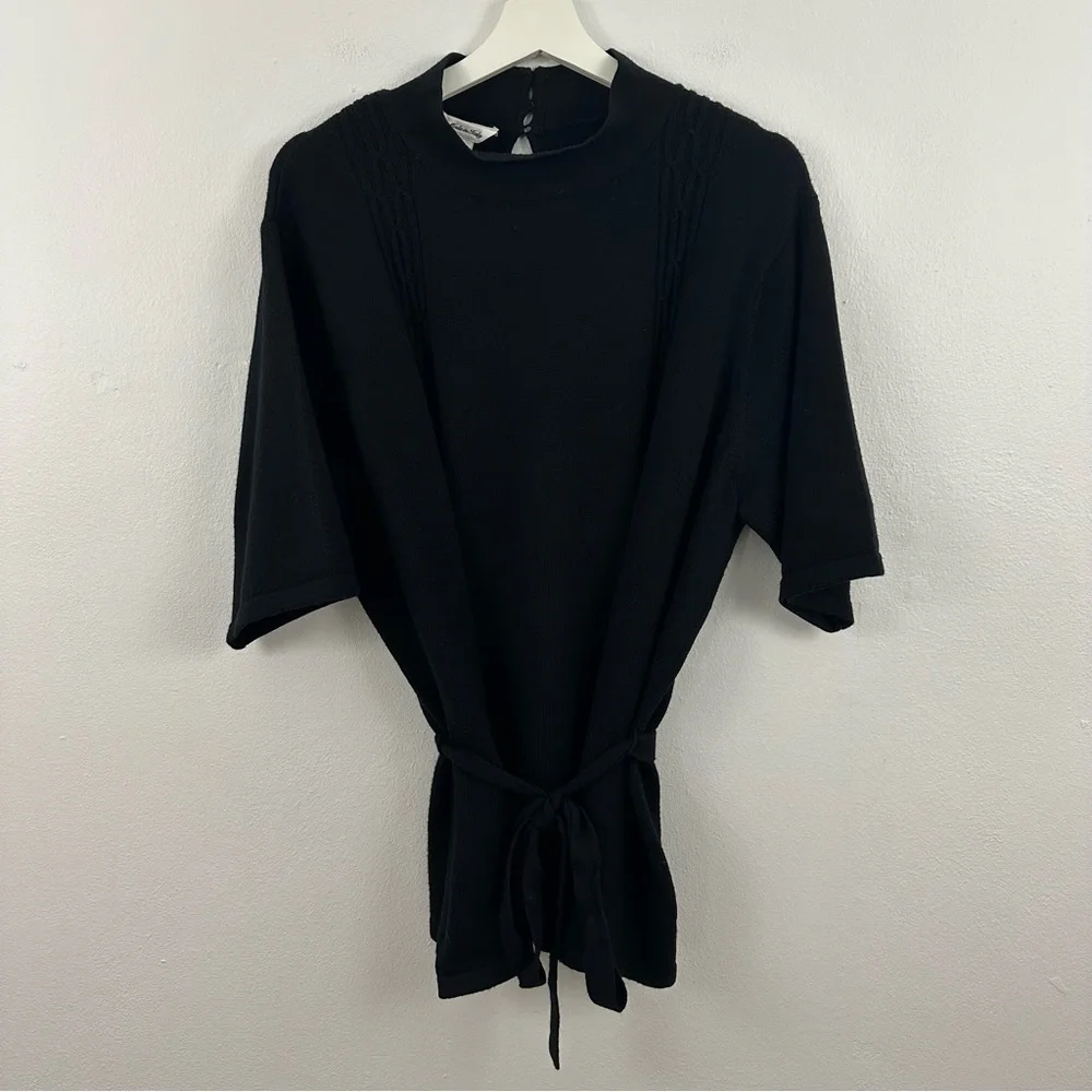 Talbots Women’s 100% Merino Wool Black Tie Front Sweater Size 2X - Picture 1 of 5
